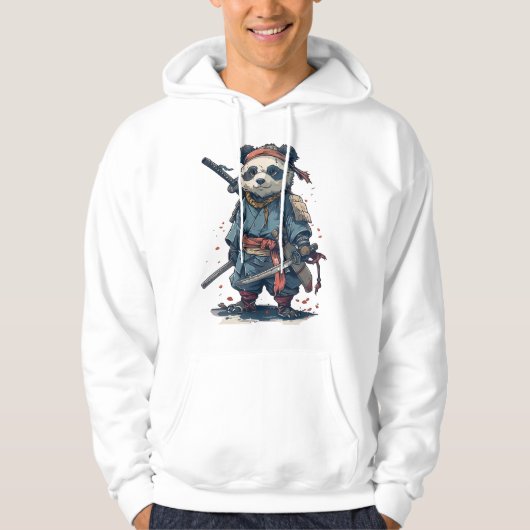 Steadfast Samurai Panda: De blauwe krijger Hoodie (Voorkant)