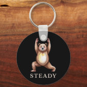 Steady Bear Yoga Shirt Rustige Lance Schattig Dier Sleutelhanger (Voorkant)