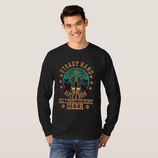 STEADY HAND RIFLE EN BEER T-SHIRT (Voorkant volledig)