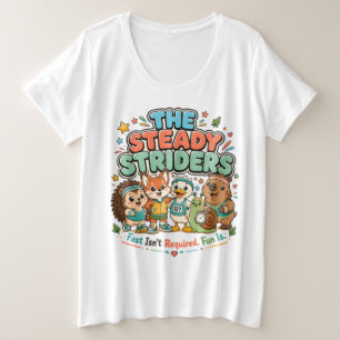 Steady Striders Schattige Hardloopclub Dieren Vrie Grote Maat T-shirt