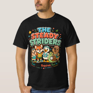 Steady Striders Schattige Hardloopclub Dieren Vrie T-shirt