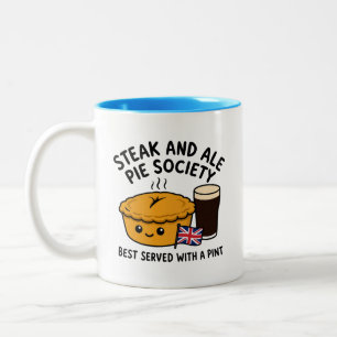 Steak and Ale Pie Society Cartoon Tweekleurige Koffiemok