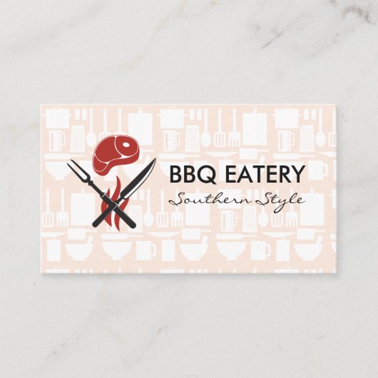 Steak Bestek Logo | Keukenpatronen Visitekaartje (Voorkant)