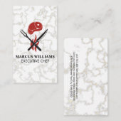 Steak | Bestek servies | Chef | Marmer Visitekaartje (Voorkant / Achterkant)