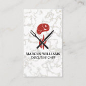 Steak | Bestek servies | Chef | Marmer Visitekaartje (Voorkant)