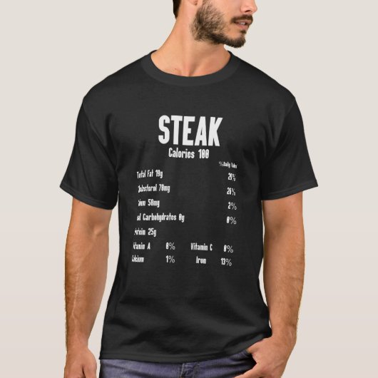 Steak Calories Raw Steak Vat Food Beef Koe Grilli T-shirt (Voorkant)