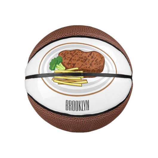 Steak cartoon illustratie basketbal (Voorkant)