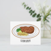 Steak cartoon illustratie briefkaart (Staand voorkant)