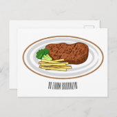 Steak cartoon illustratie briefkaart (Voorkant / Achterkant)