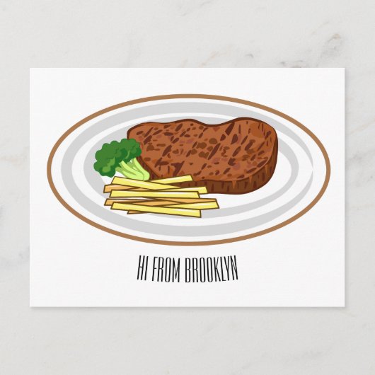 Steak cartoon illustratie briefkaart (Voorkant)