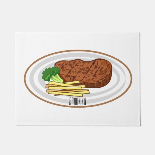 Steak cartoon illustratie deurmat (Voorkant)