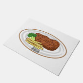 Steak cartoon illustratie deurmat (Schuin)