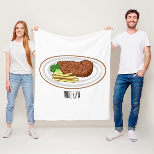 Steak cartoon illustratie fleece deken (In situ)
