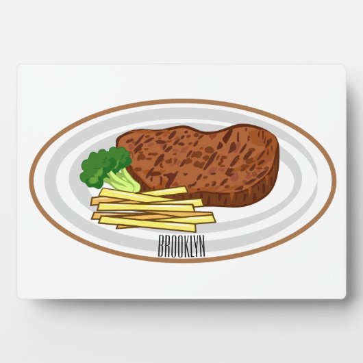 Steak cartoon illustratie fotoplaat (voorkant)