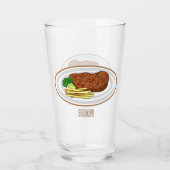 Steak cartoon illustratie glas (Voorkant)