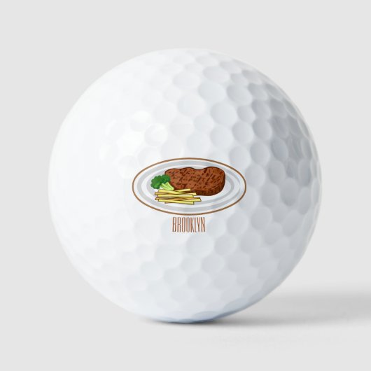 Steak cartoon illustratie golfballen (Voorkant)
