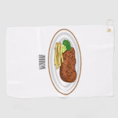 Steak cartoon illustratie golfhanddoek (Horizontaal)