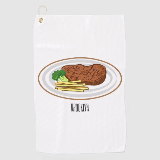 Steak cartoon illustratie golfhanddoek (Voorkant)
