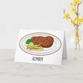 Steak cartoon illustratie kaart (Gele Bloem)