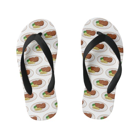 Steak cartoon illustratie kinder teenslippers (Voetbed)