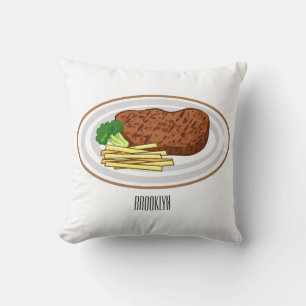 Steak cartoon illustratie kussen
