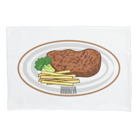 Steak cartoon illustratie kussensloop (Voorkant)