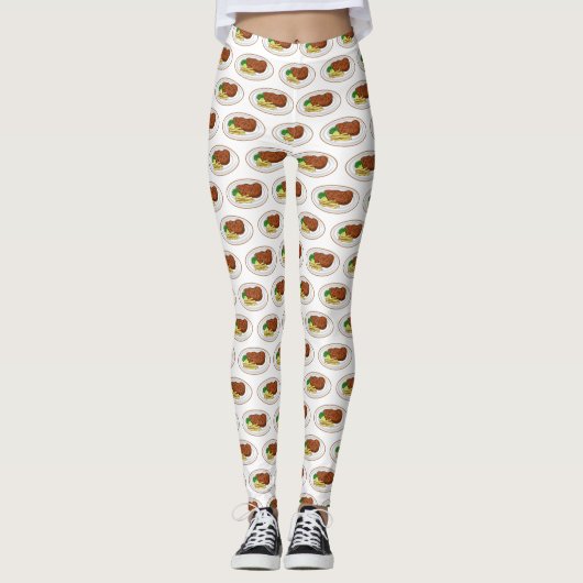 Steak cartoon illustratie leggings (Voorkant)