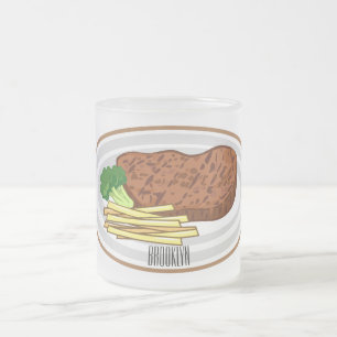 Steak cartoon illustratie matglas koffiemok