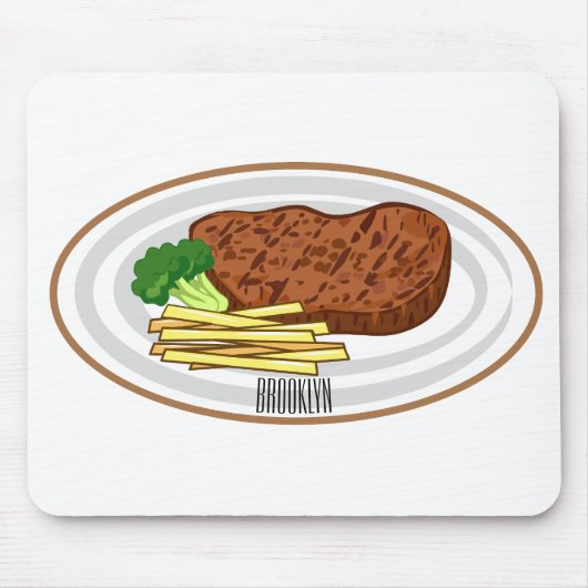 Steak cartoon illustratie muismat (Voorkant)