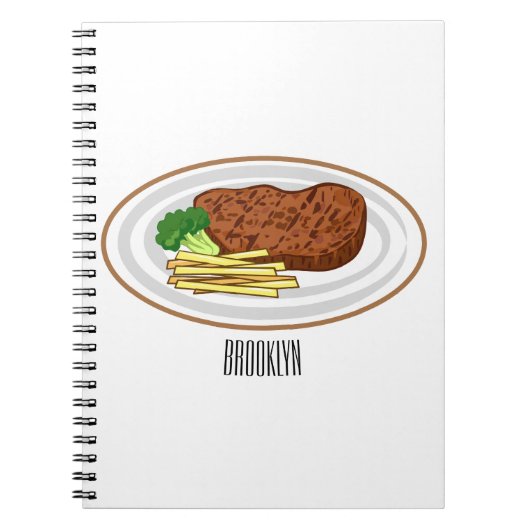 Steak cartoon illustratie notitieboek (Voorkant)