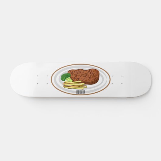 Steak cartoon illustratie persoonlijk skateboard (Horizontaal)