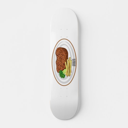 Steak cartoon illustratie persoonlijk skateboard (Voorkant)