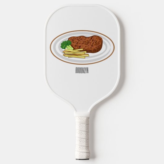 Steak cartoon illustratie pickleball paddle (Voorkant)