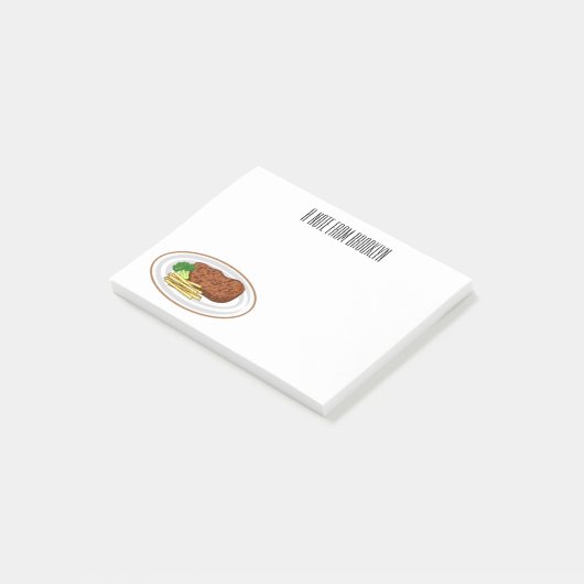 Steak cartoon illustratie post-it® notes (Schuin)
