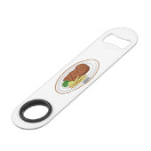 Steak cartoon illustratie speed flessenopener (Voorkant Gekanteld)