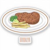 Steak cartoon illustratie sticker (Voorkant)