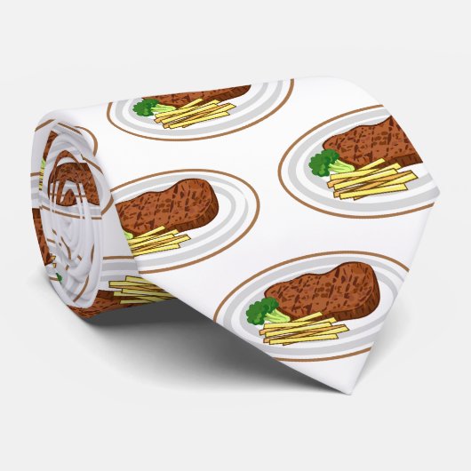 Steak cartoon illustratie stropdas (Opgerold)