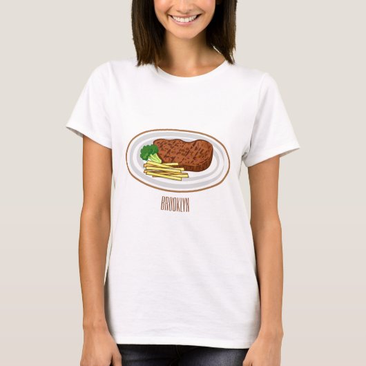 Steak cartoon illustratie t-shirt (Voorkant)