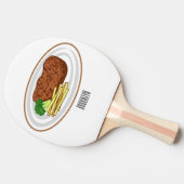 Steak cartoon illustratie tafeltennisbatje (Zijkant)