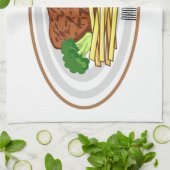 Steak cartoon illustratie theedoek (Gevouwen)