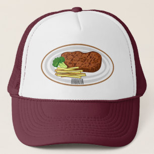 Steak cartoon illustratie trucker pet