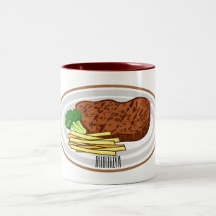 Steak cartoon illustratie tweekleurige koffiemok