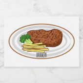 Steak cartoon illustratie voedselcontainer etiket (Enkel label)