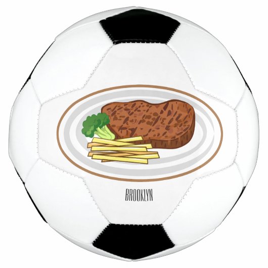 Steak cartoon illustratie voetbal (Voorkant)