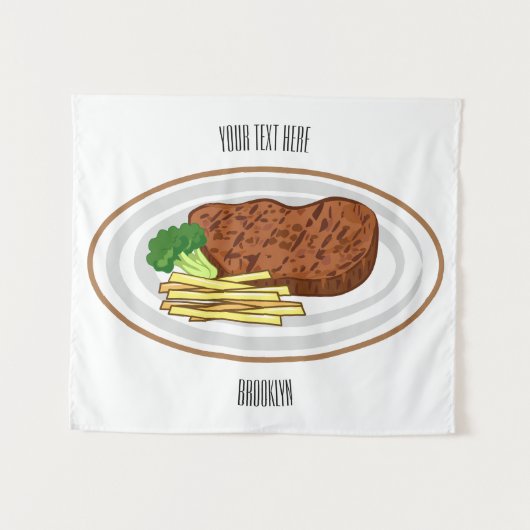 Steak cartoon illustratie wandkleed (Voorkant (horizontaal))