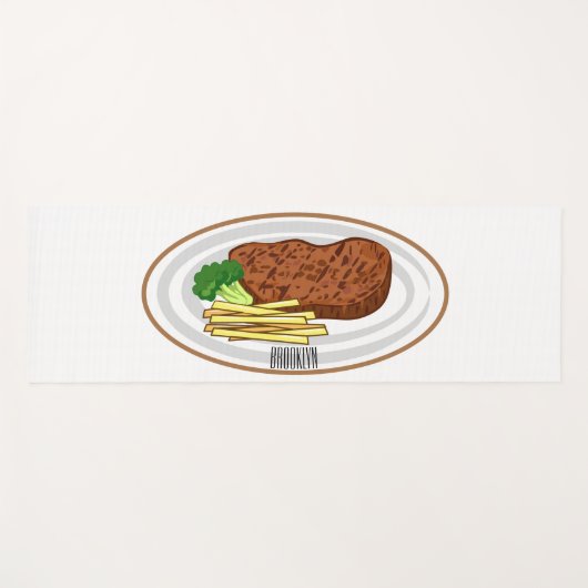 Steak cartoon illustratie yogamat (Voorkant (horizontaal))