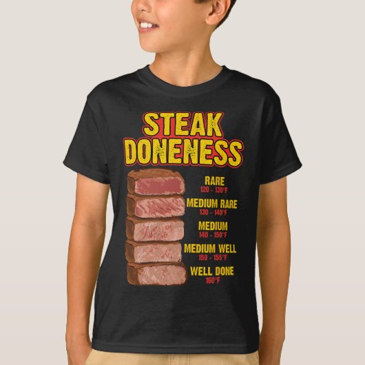 Steak Doneness Chart Table Guide Bbq Meat Chef Pit T-shirt (Voorkant)