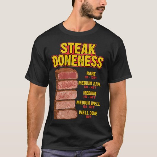 Steak Doneness Chart Table Guide Bbq Meat Chef Pit T-shirt (Voorkant)