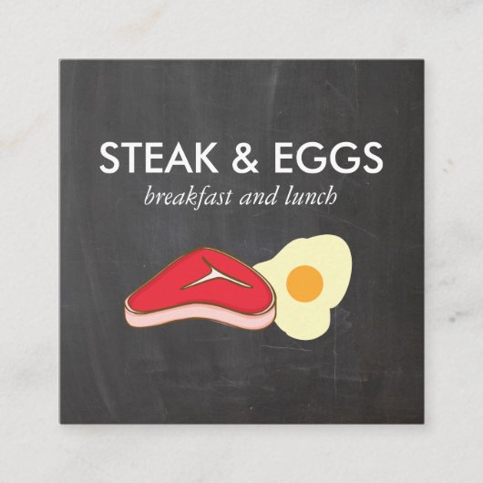 Steak en Eieren Schoolbord Vierkante Visitekaartje