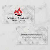 Steak en Fire Logo | Achtergrond marmer Tile Visitekaartje (Voorkant / Achterkant)